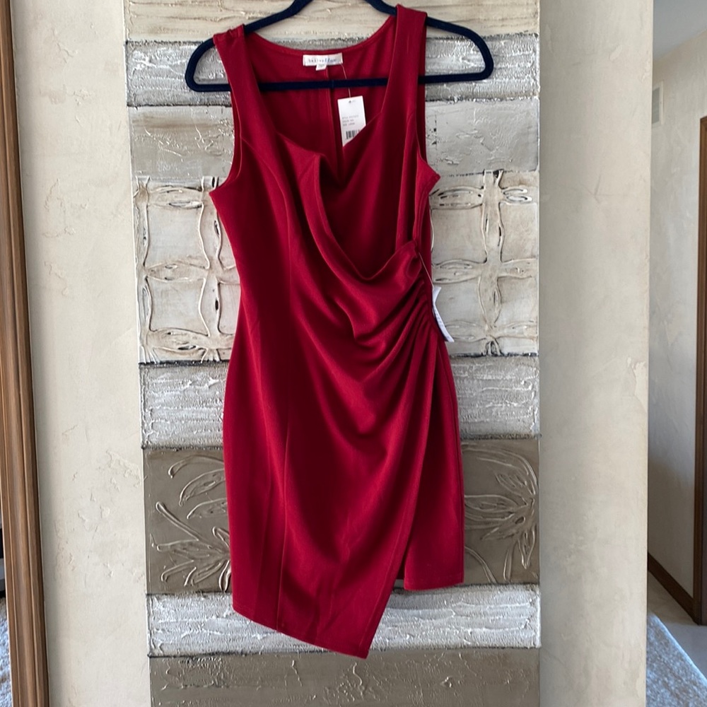 bailey blue Red Draped Mini Dress